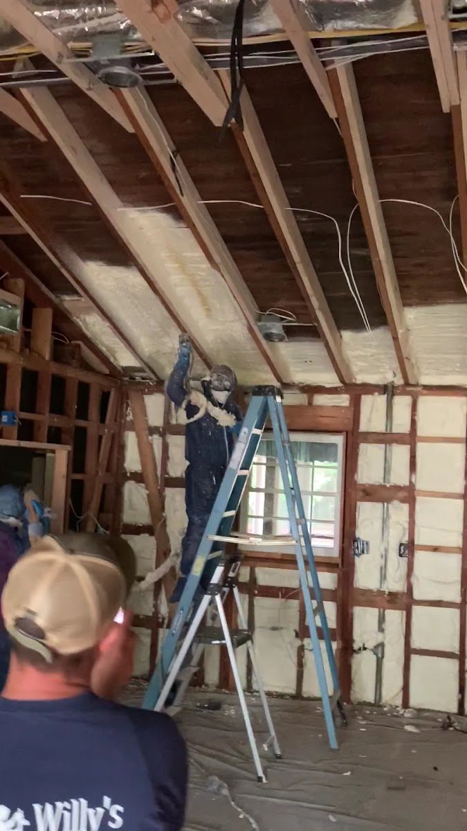 Attic insulation and framing work